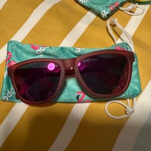 Goodr sunglasses, red frame and lens.